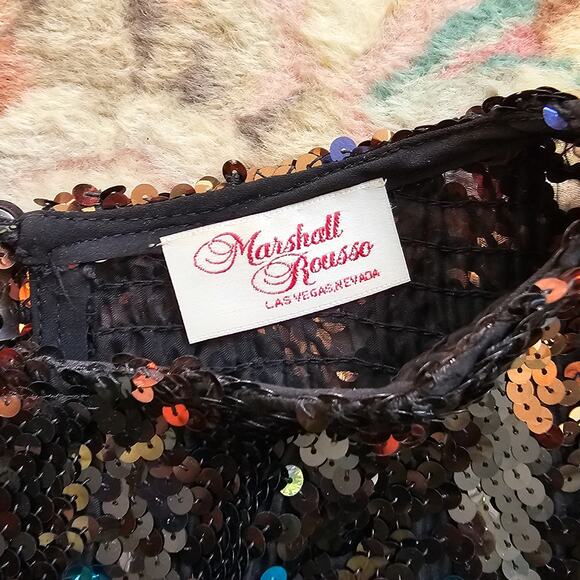 VTG Joy Stevens multi sequin chevron dolman top blouse evening bling Small - Picture 6 of 8